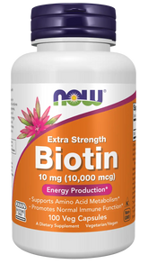 Biotin 10 mg (10,000 mcg), Extra Strength Veg Capsules