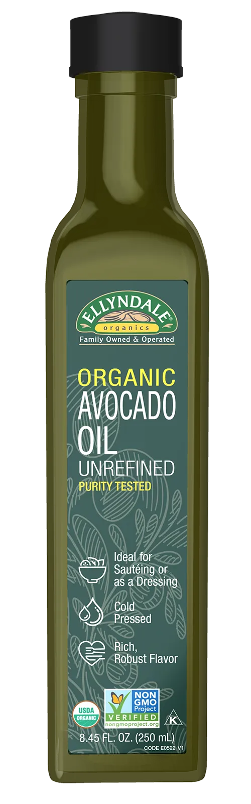 Avocado Cooking Oil, Organic in Glass Bottle